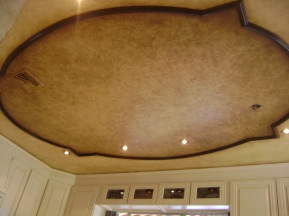 Architectural ceiling moldings with two faux finishes